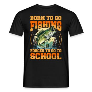 Né pour aller à la pêche obligé d'aller à l'école - T-shirt homme - noir - Devant - AI Model Male 178 light (178cm)