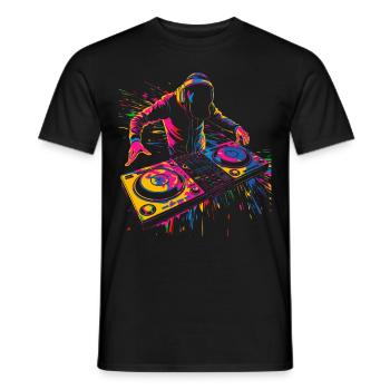 Dj Disc Jockey Turntable Pop Art - Men's T-Shirt - black - Front - AI Model Male 178 light (178cm)
