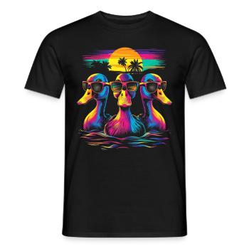 Ducks Duckling Ducky Sonnenbrille Strand Sonnenunt - Männer T-Shirt - Schwarz - Vorne - AI Model Male 178 light (178cm)