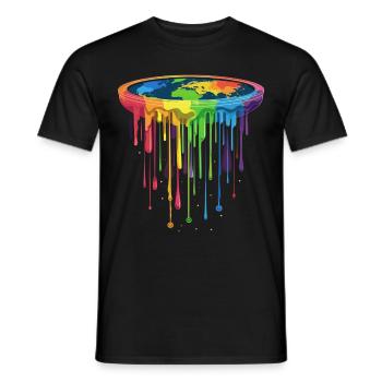 Flat Earth Conspiracy Theory Pop Art - Men's T-Shirt - black - Front - AI Model Male 178 light (178cm)