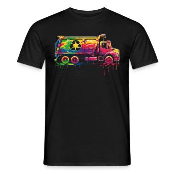 Garbage Trucker Recycling Garbage Truck Pop Art - Men's T-Shirt - black - Front - AI Model Male 178 light (178cm)