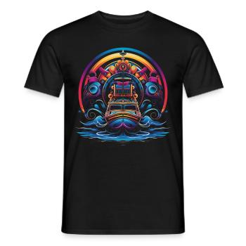 Airboat Captain Airboating Pop Art - Men's T-Shirt - black - Front - AI Model Male 178 light (178cm)