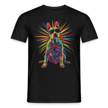American Bull Terrier Dog Sunglasses Pop Art - Men's T-Shirt - black - Front - AI Model Male 178 light (178cm)