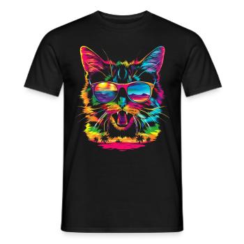 American Shorthair Dog Sunglasses Pop Art - Men's T-Shirt - black - Front - AI Model Male 178 light (178cm)