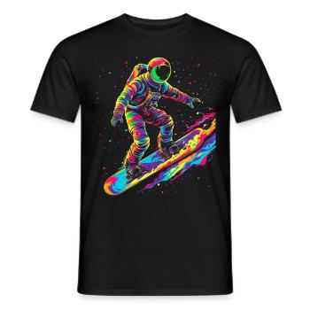Astronaut Surfing Planet Space Pop Art - Men's T-Shirt - black - Front - AI Model Male 178 light (178cm)