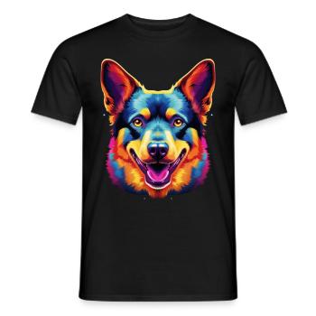 Australian Cattle Dog Pop Art - Men's T-Shirt - black - Front - AI Model Male 178 light (178cm)