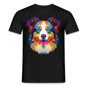 Australian Shepherd Dog Pop Art - Men's T-Shirt - black - Front - AI Model Male 178 light (178cm)