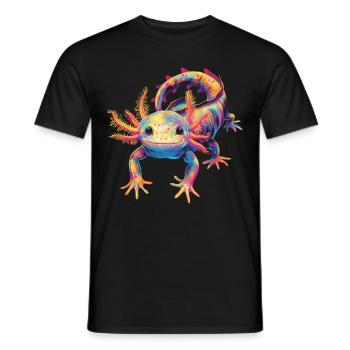 Axolotl Amphibian Pop Art - Men's T-Shirt - black - Front - AI Model Male 178 light (178cm)