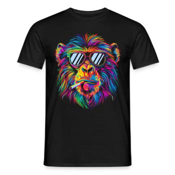 Baboon Monkey Sunglasses Smoking Cigarette Pop Art - Men's T-Shirt - black - Front - AI Model Male 178 light (178cm)