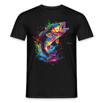 Bass Fishing Bass Fish Fisherman Pop Art - Men's T-Shirt - black - Front - AI Model Male 178 light (178cm)