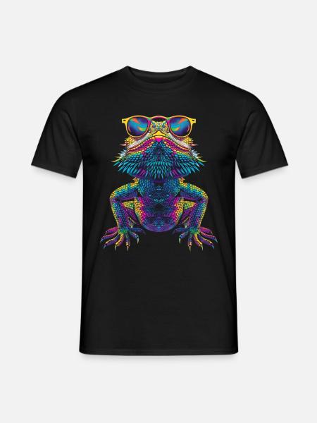 Bartagame Eidechse Reptil Sonnenbrille Pop Art - Männer T-Shirt - Schwarz