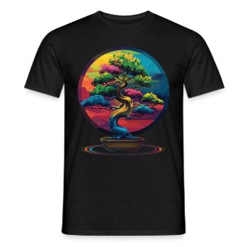 Bonsai Tree Japanese Zen Pop Art - Men's T-Shirt - black - Front - AI Model Male 178 light (178cm)