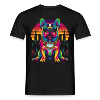 Lunettes de soleil pour chien Boston Terrier Goldchain Pop Art - T-shirt homme - noir - Devant - AI Model Male 178 light (178cm)