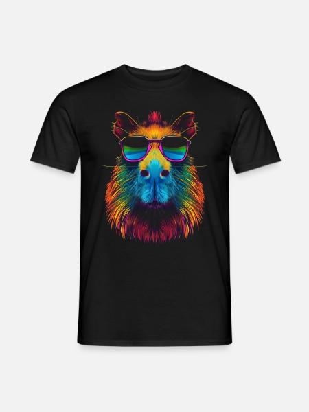 Capybara Capibara Sonnenbrille Pop Art - Männer T-Shirt - Schwarz