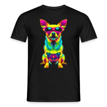 Chihuahua Dog Sunglasses Pop Art - Men's T-Shirt - black - Front - AI Model Male 178 light (178cm)