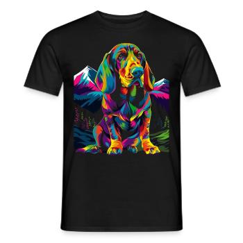 Waschbärhund Hund Bergwald Pop Art - Männer T-Shirt - Schwarz - Vorne - AI Model Male 178 light (178cm)