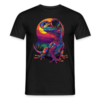 Crested Gecko Lizard Sunglasses Sunset - Men's T-Shirt - black - Front - AI Model Male 178 light (178cm)