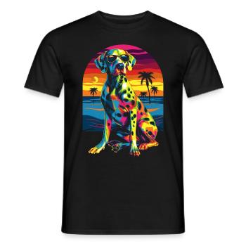 Lunettes de soleil pour chien dalmatien plage coucher de soleil - T-shirt homme - noir - Devant - AI Model Male 178 light (178cm)