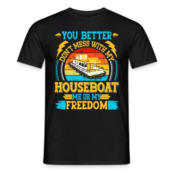 Funny Houseboat Saying - Men's T-Shirt - black - Front - AI Model Male 178 light (178cm)