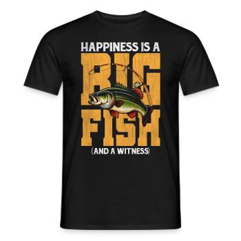 Le bonheur est un gros poisson et un témoin - T-shirt homme - noir - Devant - AI Model Male 178 light (178cm)