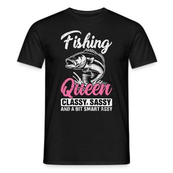 Fishing Queen cassy sassy and a bit sassy - Men's T-Shirt - black - Front - AI Model Male 178 light (178cm)