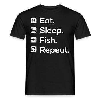 Essen Schlaf Fisch Wiederholen - Männer T-Shirt - Schwarz - Vorne - AI Model Male 178 light (178cm)