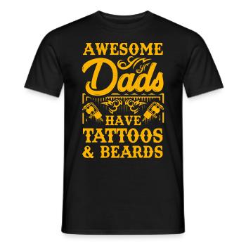 Awesome Dads have Tattoos and Beards - Men's T-Shirt - black - Front - AI Model Male 178 light (178cm)
