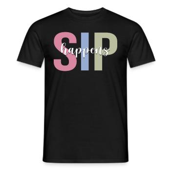 Wine drinker drinks wine glass - Men's T-Shirt - black - Front - AI Model Male 178 light (178cm)