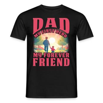 Papa Mein erster Held, mein Freund für immer - Männer T-Shirt - Schwarz - Vorne - AI Model Male 178 light (178cm)
