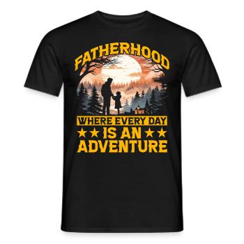 Vaterschaft, wo jeder Tag Abenteuer ist - Männer T-Shirt - Schwarz - Vorne - AI Model Male 178 light (178cm)