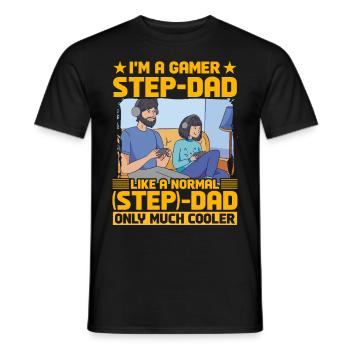 Ich bin ein Gamer-Stiefvater wie ein normaler Stiefvater - Männer T-Shirt - Schwarz - Vorne - AI Model Male 178 light (178cm)