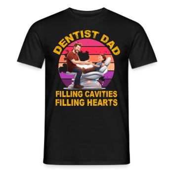 Dentist Dad filling Cavities filling Hearts - Men's T-Shirt - black - Front - AI Model Male 178 light (178cm)