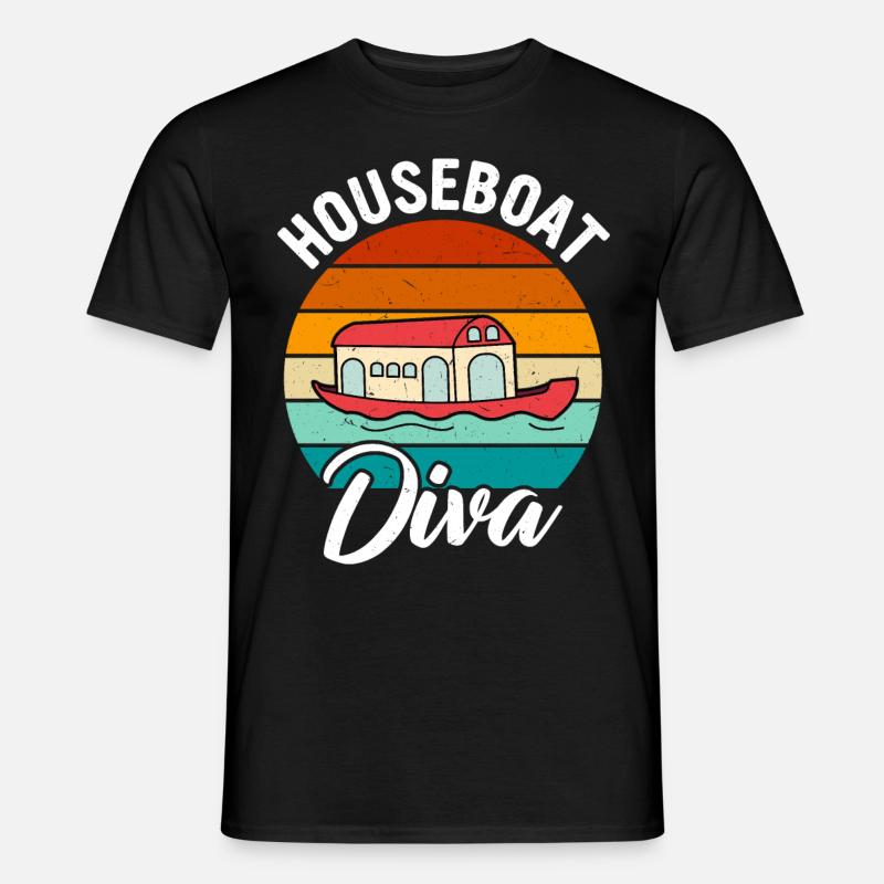 Witziger Hausboot Spruch - Männer T-Shirt - Schwarz