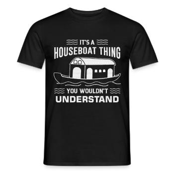 Funny Houseboat Saying - Men's T-Shirt - black - Front - AI Model Male 178 light (178cm)