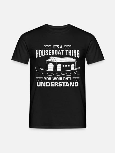 Witziger Hausboot Spruch - Männer T-Shirt - Schwarz