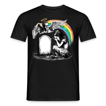 Trauernder Vater Tochter Grab Engel - Männer T-Shirt - Schwarz - Vorne - AI Model Male 178 light (178cm)
