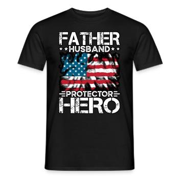 Father Husband Protector Hero - Men's T-Shirt - black - Front - AI Model Male 178 light (178cm)