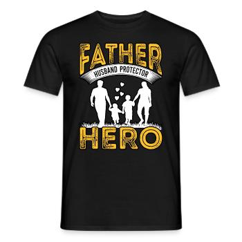 Father Husband Protector Hero - Men's T-Shirt - black - Front - AI Model Male 178 light (178cm)