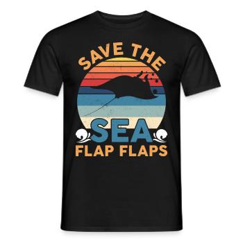 Manta Ray Stingray Save The Sea Flap Flaps Illustr - Männer T-Shirt - Schwarz - Vorne - AI Model Male 178 light (178cm)