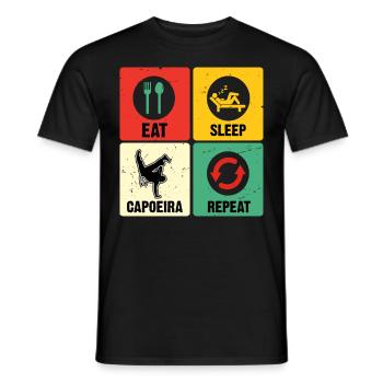 Essen Schlaf Capoeira Wiederholen - Männer T-Shirt - Schwarz - Vorne - AI Model Male 178 light (178cm)