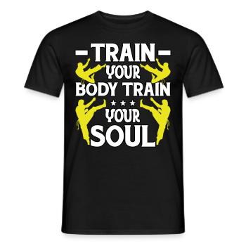 Trainiere deinen Körper, trainiere deine Seele - Männer T-Shirt - Schwarz - Vorne - AI Model Male 178 light (178cm)