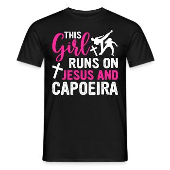This Girl runs on Jesus and Capoeira - Men's T-Shirt - black - Front - AI Model Male 178 light (178cm)