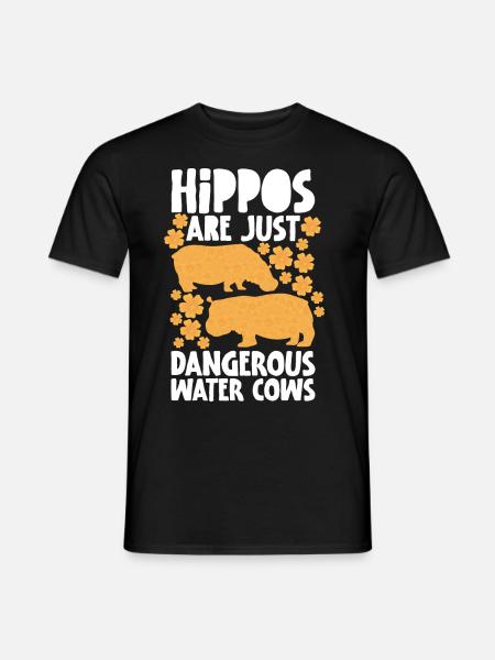 Nilpferde sind nur gefährliche Wasserkühe Nilpferd - Männer T-Shirt - Schwarz