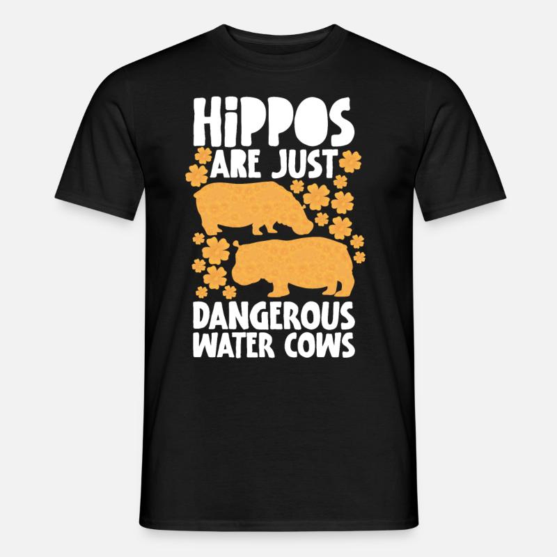 Nilpferde sind nur gefährliche Wasserkühe Nilpferd - Männer T-Shirt - Schwarz