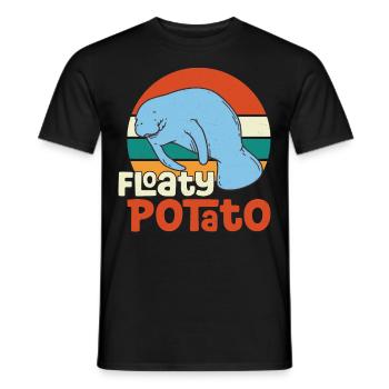 Funny Manatee Manatee Floaty Potato Illustratio - Men's T-Shirt - black - Front - AI Model Male 178 light (178cm)