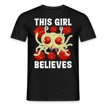 Fliegendes Spaghettimonster FSM - Männer T-Shirt - Schwarz - Vorne - AI Model Male 178 light (178cm)