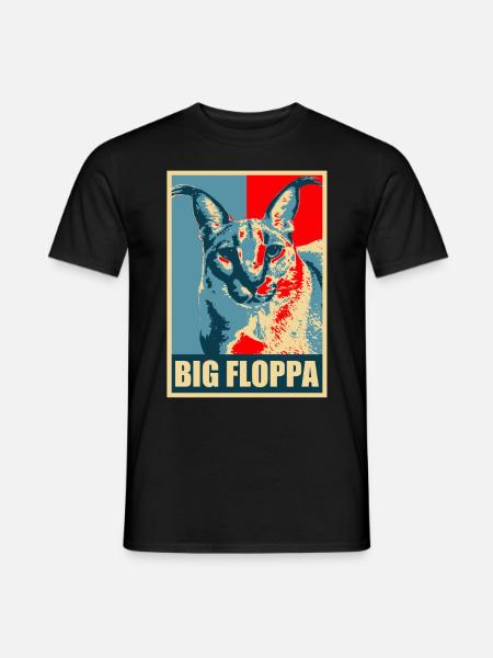 Big Floppa Karakal Cat Meme - Men's T-Shirt - black