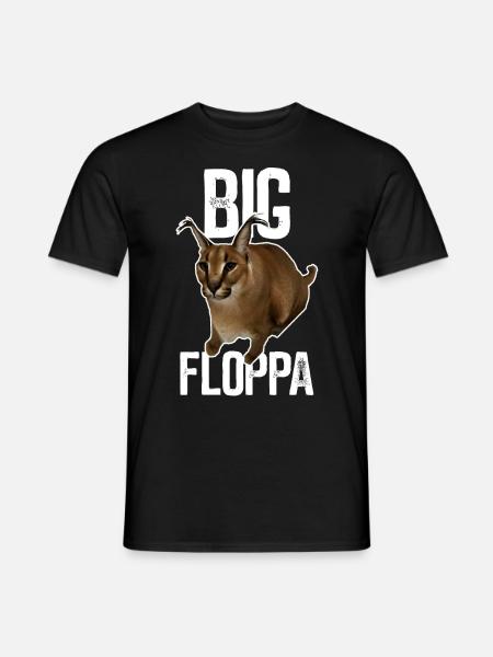 Big Floppa Karakal Cat Meme - T-shirt męski - czarny
