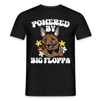 Powered by Big Floppa Caracal - Männer T-Shirt - Schwarz - Vorne - AI Model Male 178 light (178cm)