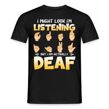 Gehörlosenstolz ASL - Männer T-Shirt - Schwarz - Vorne - AI Model Male 178 light (178cm)